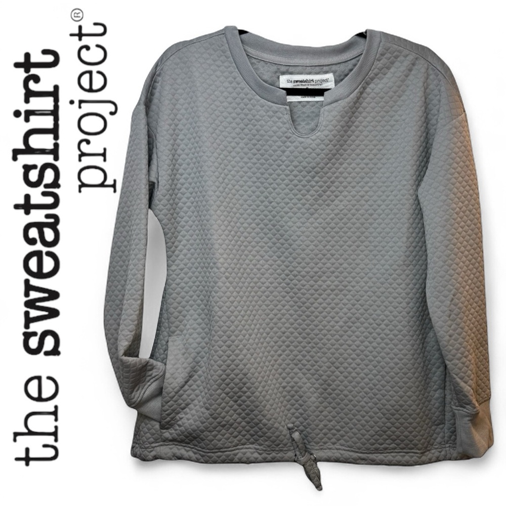 SWEATSHIRT PROJECT Quilted Crew Neck Gray Sweatshirt Size Small Grey NEW